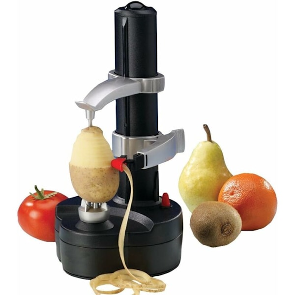 Frugt- og grøntsagsskræller - Rustfrit stål - Elektrisk skræller - Æbleskræller - Kartoffelskærer - Automatisk skræller (Sort)