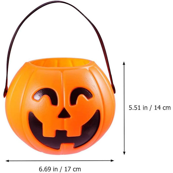 2 stk Halloween græskar slikspand Bærbar græskar spand trick