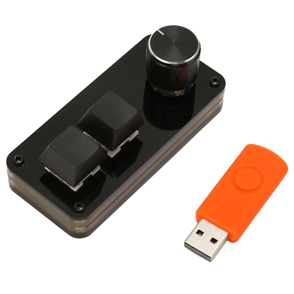 Mini 2-knapps tangentbord med ratt, anpassningsbart makroprogram, hot-swap-funktion, blå brytare, enhands mekaniskt tangentbord för gaming