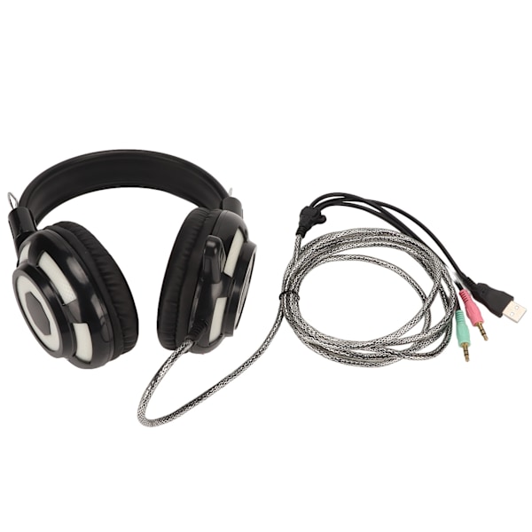 Peliheadset, jossa kaksois-3,5 mm ja USB-liitäntä, säädettävä äänenvoimakkuus, stereo PC-peli kuulokkeet PS4 PC:lle ja kannettavalle tietokoneelle