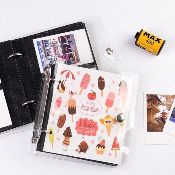 3-tommer Loose-leaf Transparent Album, Polaroid Album Colorful ice cream