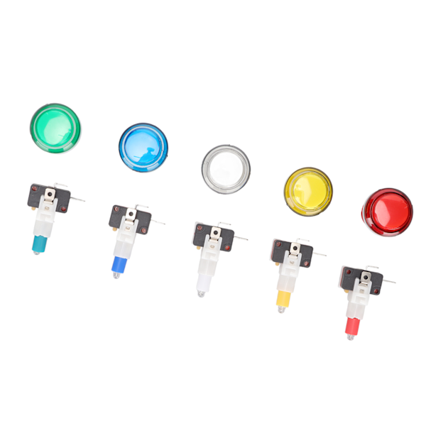 32mm Arkadspelknapp med 5 färger LED-ljus Självåterställning DIY Arkadmaskinknappbrytare för spelkontroller