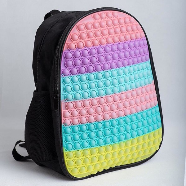 Real Rainbow Pop It Ryggsäck Fidget Toys Färg Push Bubble Boy Girl Dekompression Skolväska Bokväskor Color  C