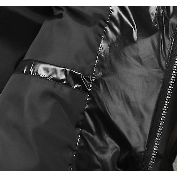 Kiiltävä untuvatakki Talvitakki miehille Seisova kaulus untuvatakki hupun kanssa BLACK XL