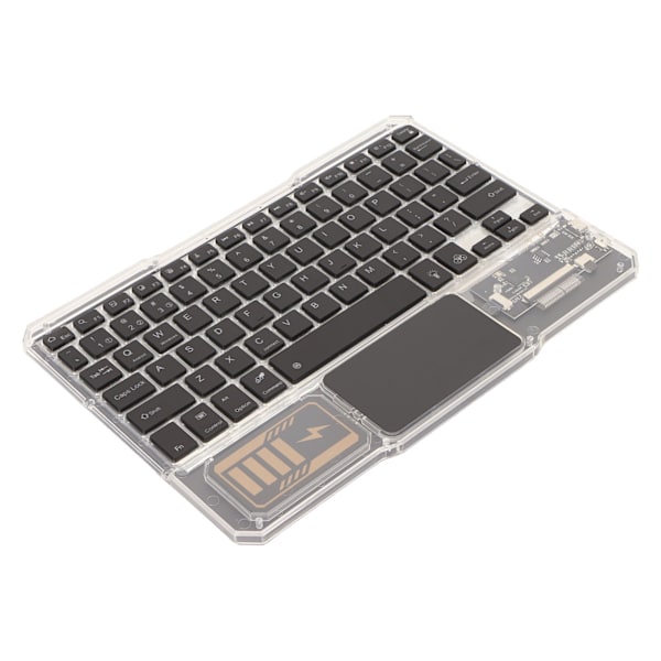 Bluetooth Tastatur Oppladbar Transparent Trådløs Tastatur med 7 Farger Bakgrunnsbelysning for Mate Nettbrett Svart