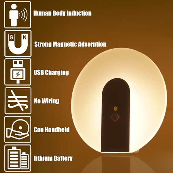 Vägglampa inomhus Rörelsesensor Batteridriven Modern LED-vägg