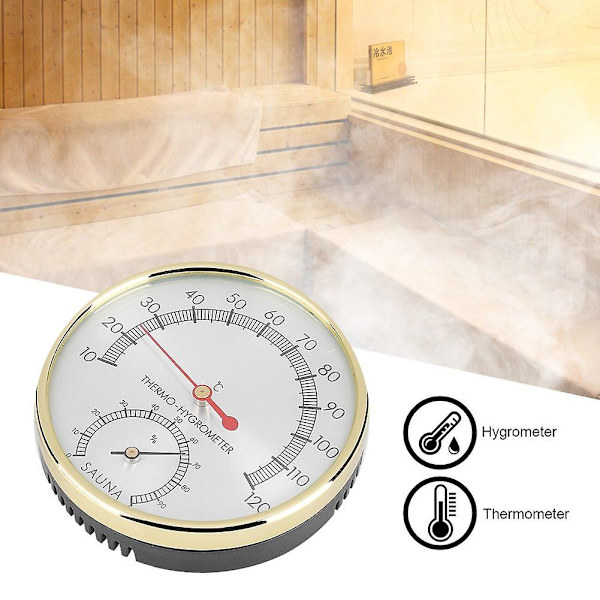 Metallurtavla inomhushygrometertermometer, hygrometer med träbricka för verkstäder, skolor, skolor, marknader och basturum