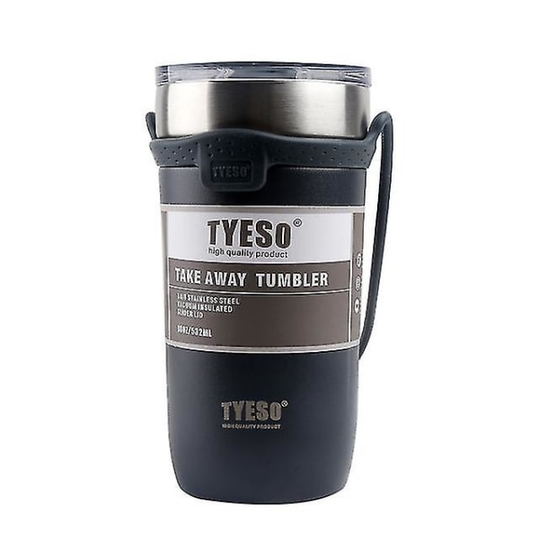 Dobbelt kaffe termokrus i rustfrit stål med skridsikker kasse Bilvakuumflaske Rejseisoleret flaske Gray 550ML