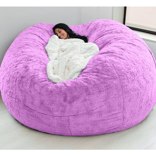 Lazy Sofa Bean Bag Konstgjord päls Bean Bag Bönsoffa Purple