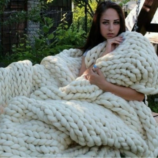 500 g DIY Chunky Garn Blødt Bulky Arm Strikning Roving Hæklet Uldgarn Beige Tyk Strikning