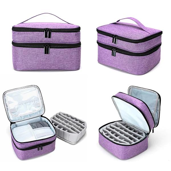 Kannettava meikkipuuteri ja kynsilakkakotelo kaksoiskerroksinen punainen+musta 25*22*15,5cm purple