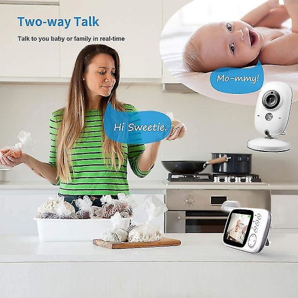Vb603 3,2 tommer LCD trådløs baby to-vejs samtaleanlæg nattesyn kamera Baby beroligende anti-fald multifunktionspleje