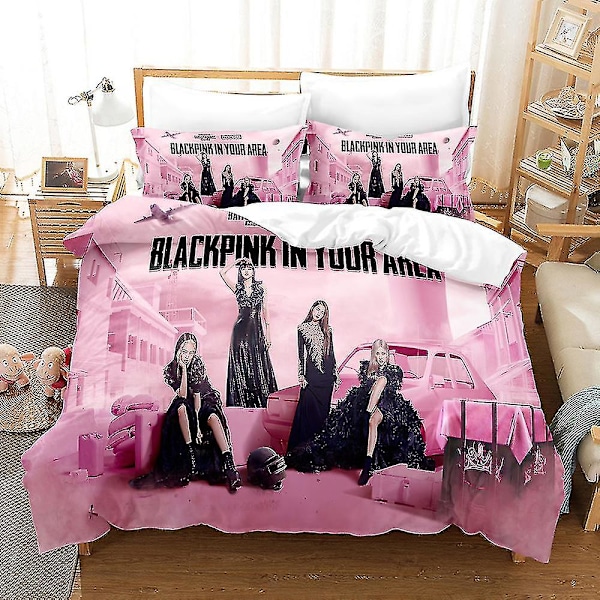 B01 Blackpink Cover Trykt Sengelin Sæt Dynebetræk Pudebetræk Børn Gave UK SINGLE 135x200cm