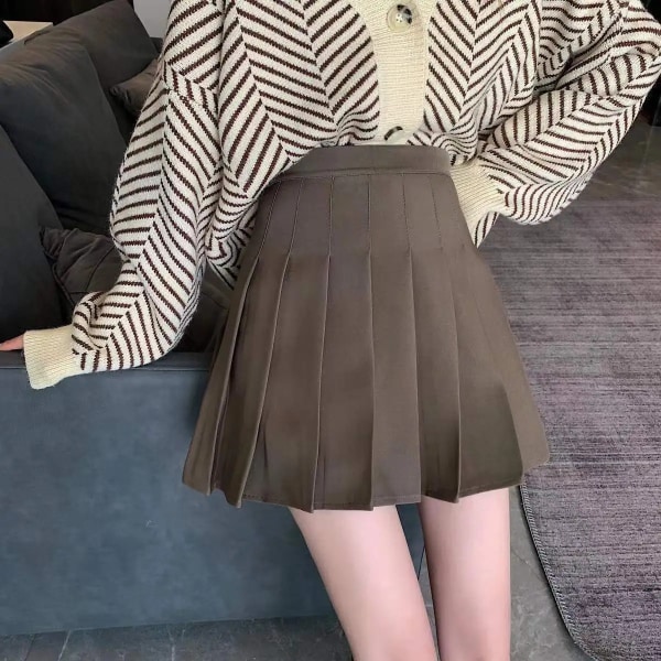Tennis skjørt Dame Golf Plie Skjørt Sport Fitness Shorts Høy midje Yoga Løpe Shorts Skjørt Treningstøy Brun Brown L