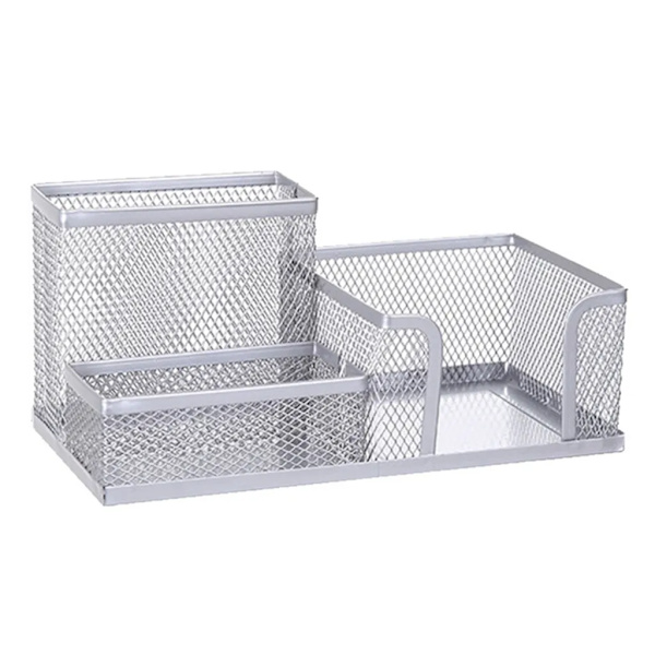 3 fack Pennhållare Grå Metal Mesh Penna Case Pennfodral Office Organizer Pennhållare Pennkopp