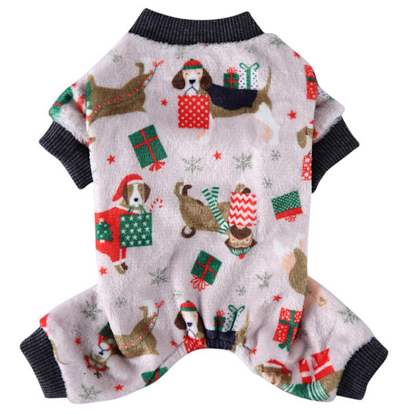 Joulukuvioinen pyjamapaita pienille ja keskikokoisille koirille, jouluvaatteet Uudenvuoden jumpsuit koiralle Coral Fleece -paita Lämmin takki SDZ114 S