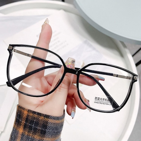 Anti-blått lys lesebriller for kvinner Bling overdimensjonert ram Presbyopia briller Black Strength 2.0