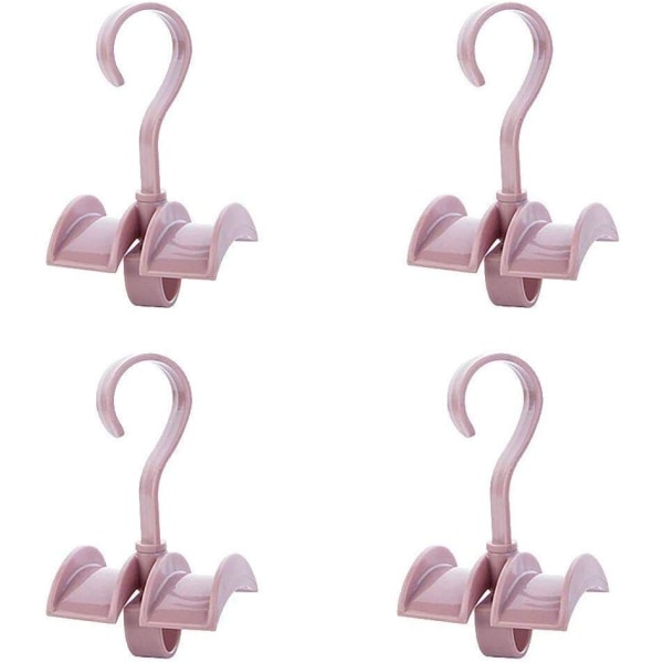 Roterende Hengerstativ Garderobe Oppbevaringskroker for Veske Belte Slips Sjal 4 stk Pink
