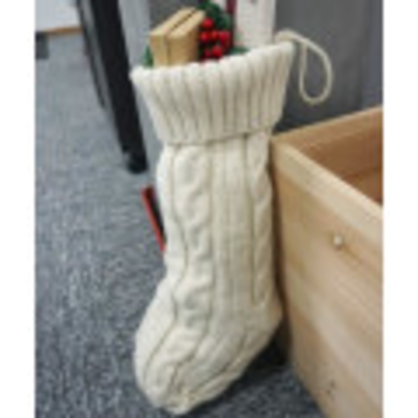 Twist Stickad Julstrumpa Set Pure Color White Ivory