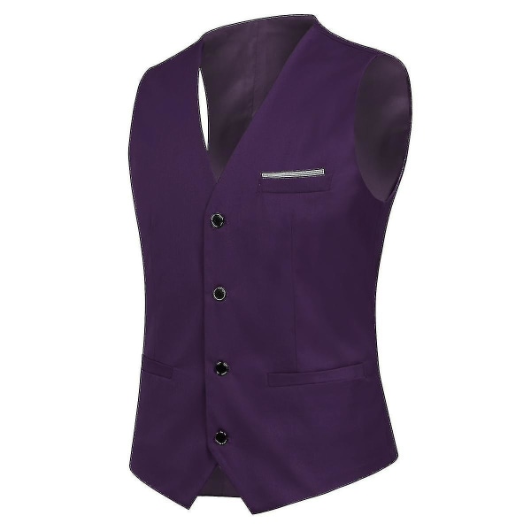 Dress for menn Business Casual 3-delt dressjakkebukser Vest 9 farger Z Purple XS