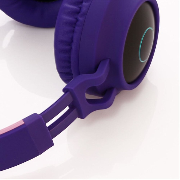 Trådlösa Bluetooth Barnhörlurar, Cat Ear Bluetooth Trådlösa/trådbundna hörlurar ,led Light Up Trådlösa Barn hörlurar Over Ear Med Mikrofon Purple