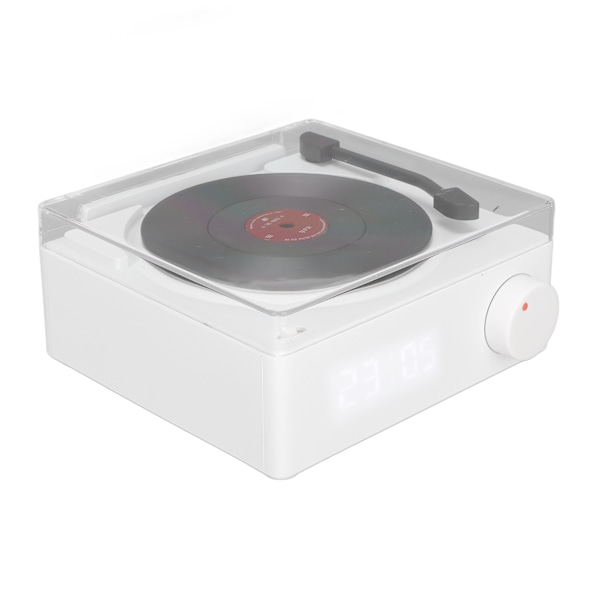 X11 Bluetooth Vækkeur Højttaler 360 Graders Stereo Lyd Retro Roterende Vinylplade Vækkeur Højttaler DC 5V1A Hvid