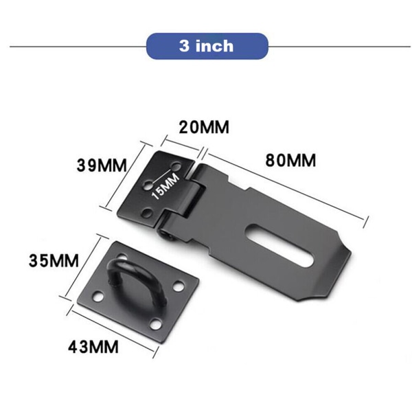 TURVALUKKO LUKITUS GRIN SHED OVIEN RIIPPULUKO LUKKOLUKO LUKKO OVIEN RUUVI 2 KPL Black 5 inches