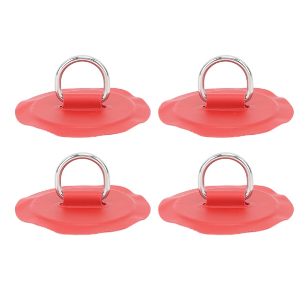 4 stk. D-ring patch PVC rund form stærk rustfrit stål D-ring pad til båd raft paddleboard rød