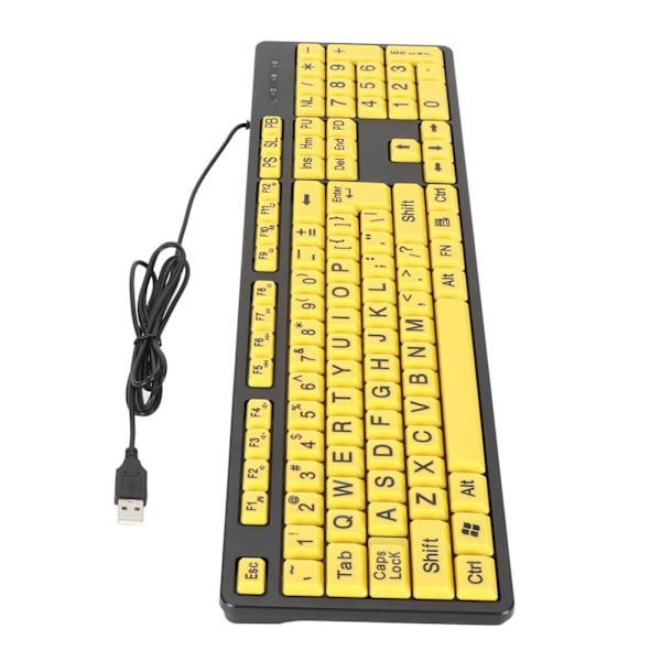 104 Taster Stort Trykk Datamaskintastatur USB Kablet Tastatur for Studenter Eldre Synshemmede