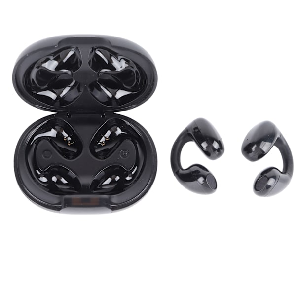 Clip On Bluetooth 5.3 Hörlurar Benledning HiFi Stereo Öppet Öra Clip On Trådlösa Hörlurar för Sport Business Svart D101