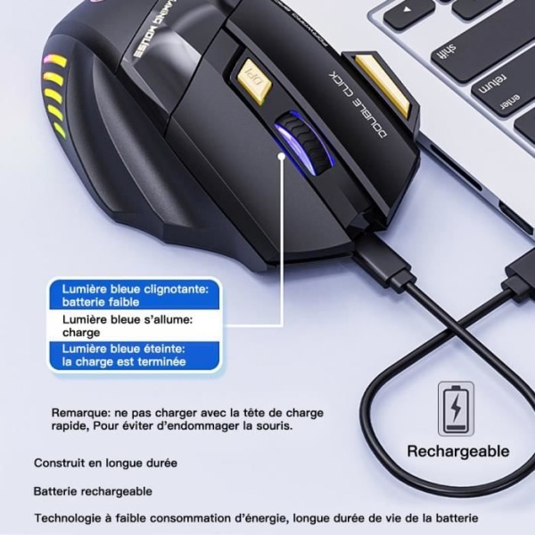 SDLOGAL spelmus, ergonomisk 3 nivåer DPI justerbar mus med 7 knappar, RGB bakgrundsbelysning för Mac, PC, Desktop, Laptop