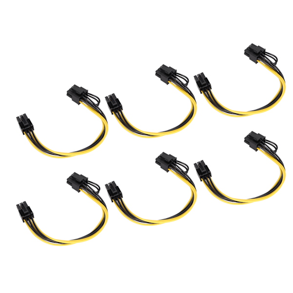 6 kpl GPU-virtakaapeleita PCIE 6-nastainen - 8-nastainen uros-uros 20 cm virtalähdetarvikkeet