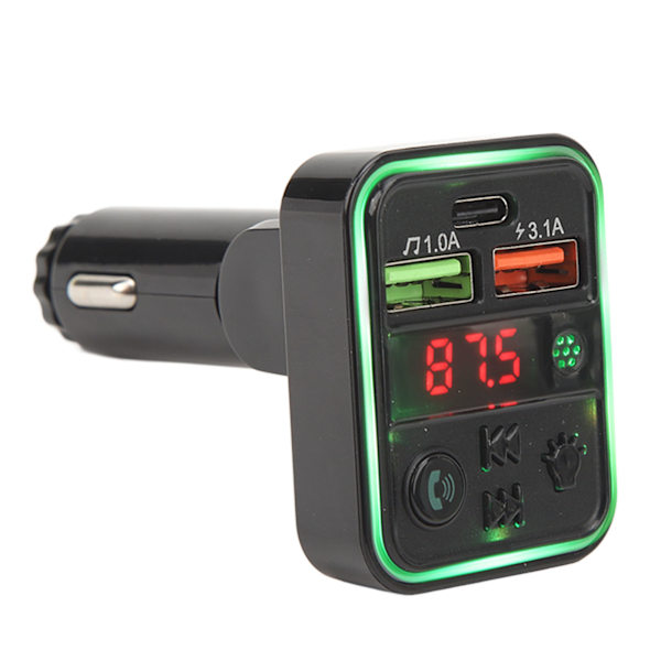 P18 Autolähetin Langaton Adapteri Handsfree-puhelut Musiikki 2 Latausporttia 7 Värikästä Valoa Autotarvike DC12‑24V