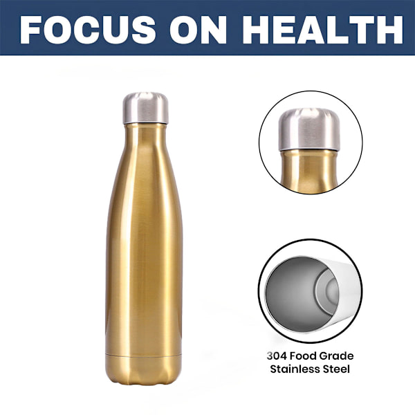 1 stk 304 Isolerte Kaldkopp Sportkopp Bilkopp 500ml Champagne gold