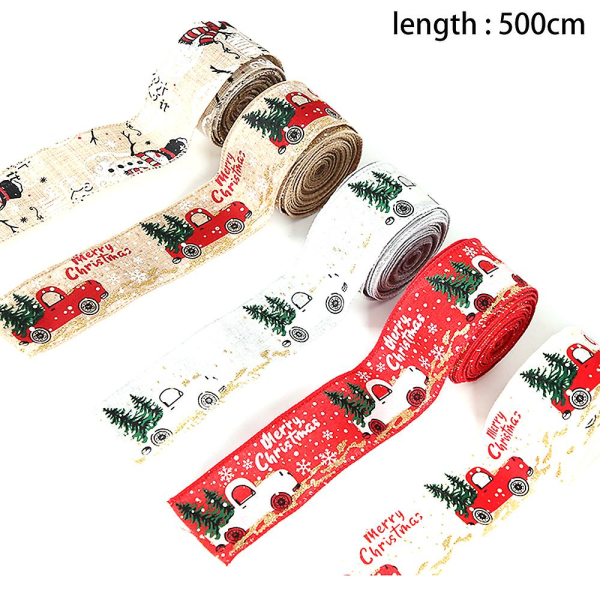 Christmas Ribbon Tree Snowman Truck Wired Inslagning Band 5m 5 st