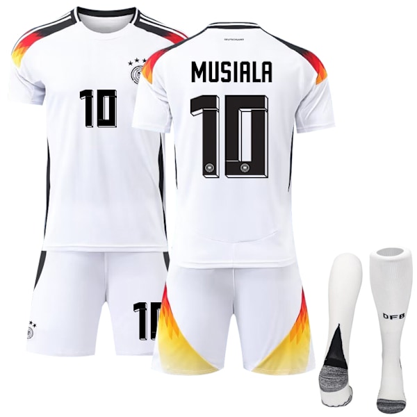 2024 UEFA EM Musiala Børne Fodboldtrøje Kit Tyskland Hjemme Nr.10 Hvid Home White M