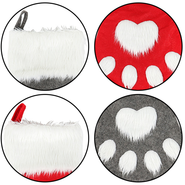 Koirakissa joulusukat, pehmoiset riippusukat, harmaa+punainen