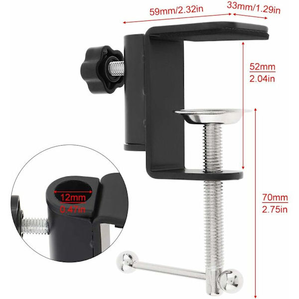 Lilaris C Clamp Clamp Monteringsstillbehør Heavy Duty skrivebordsklämma Skrivbordsbordsklämma Monitorstativ Arbejdsstation，svart, et stykke