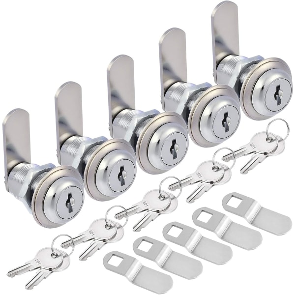 5-pack uppgraderingsskåp Cam Lock Set, lika nyckel 1-1/8 tums kamera