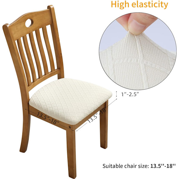 6-pack stretch jacquard stolsöverdrag, dammtät matsal stol Sittdyna sofföverdrag