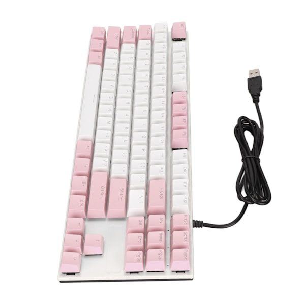 Mekaaninen näppäimistö 87 näppäintä Sininen kytkin Ergonominen Monivärinen Taustavalo Pelinäppäimistö Pelaajille Kirjoittajille Pinkki Valkoinen