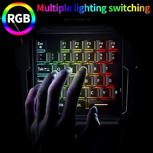 Enhandsspeltangentbord och muskombination Mini Wired Rgb-bakgrundsbelyst Black