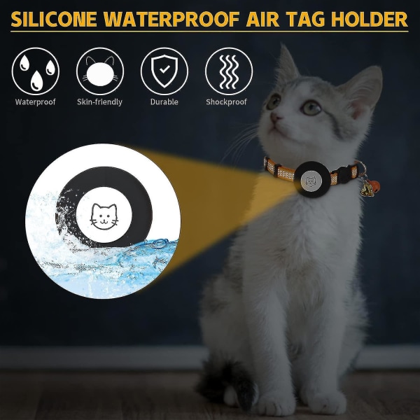 Reflekterande AirTag Katthalsband Breakaway med GPS-hållare, säkerhetsspänne och klocka för katt kattunge Valp Fler färger