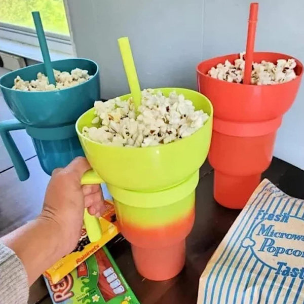 Kannettava Tumbler-välipalakuppi Juomakupilla ja Oljella Monikäyttöinen Orange