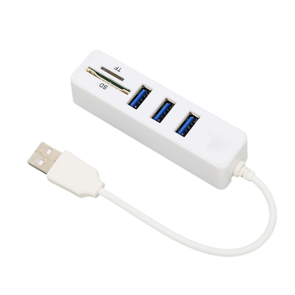 USB2.0 Hub Minneskortläsare Höghastighetsöverföring Plug and Play Enkel Åtkomst USB-Splitter Vit