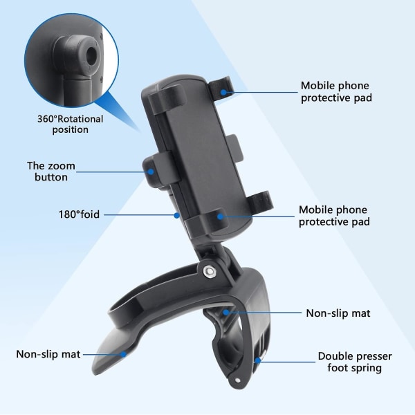 Biltelefonhållare, instrumentbräda Biltelefonhållare 360 graders rotation, lämplig för 4,0-6,7 tums smartphones (svart)