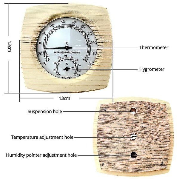 Bastutermometer Trätermohygrometer Termometer Hygrometer Ångbastutillbehör