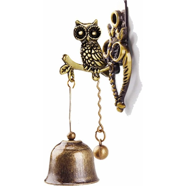 Gjutjärnsdörrklocka med uggla Feng Shui Bell Gate Bell Owl Patter