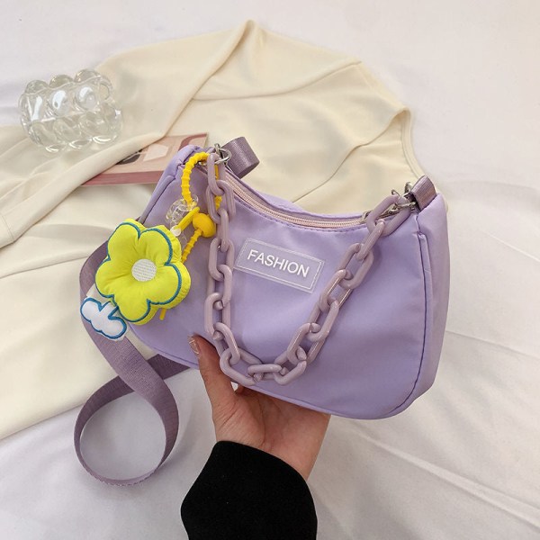 Miehet Naiset Fanny Pack -vyötärölaukku leveä olkapäällinen kesäinen fiilis pieni naispuolinen länsimaiseen tyyliin sopiva kangas Purple pendant