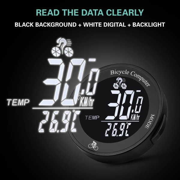Multi LCD skærm Cykel speedometer sort diameter 62mm
